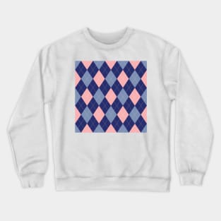 Cute Pink And Blue Argyle Plaid Pattern Crewneck Sweatshirt